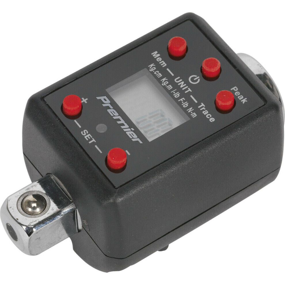 Digital Torque Adaptor - 1/2" Sq Drive - Large Lcd Display - 40 To 200 Nm Range 5056581929389