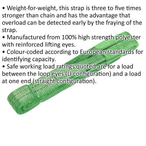 Loops 2 Metre Load Sling - 2 Tonne Capacity - High Strength Polyester - Lifting Strap 1