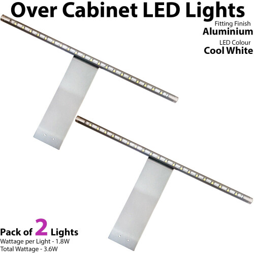 Loops 2x Over Cabinet LED Light & Driver Kit COOL WHITE Kitchen Cupboard Reading Lamp 1