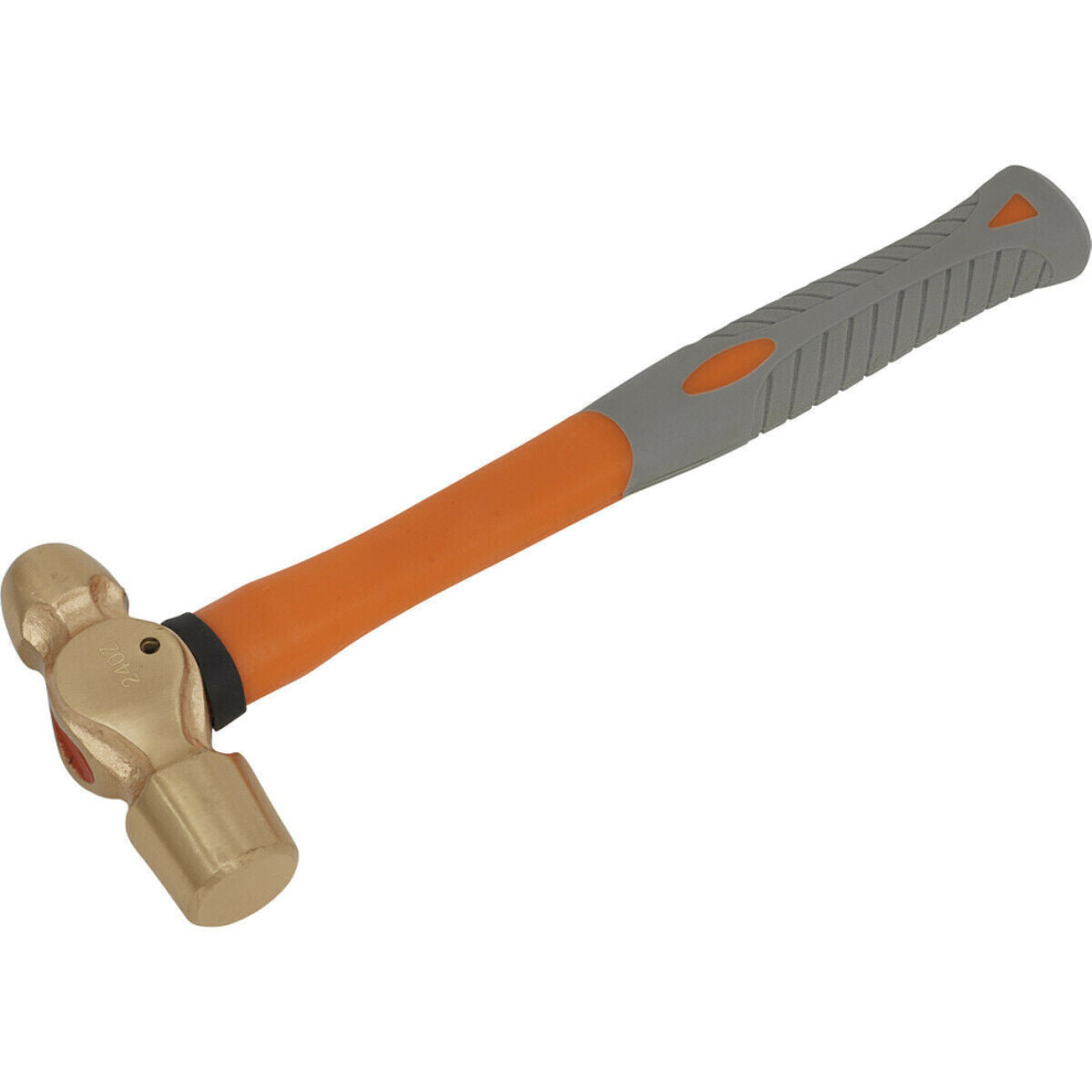 Loops 24Oz Ball Pein Hammer - Non-Sparking - Fibre Glass Shaft - Shock Absorbing Grip
