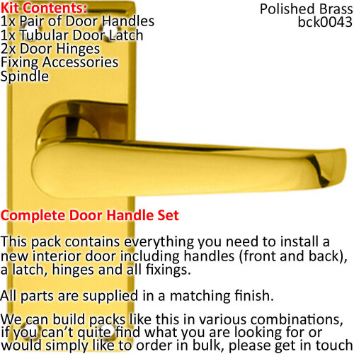 Loops Door Handle & Latch Pack Brass Victorian Straight Lever Square Backplate 1