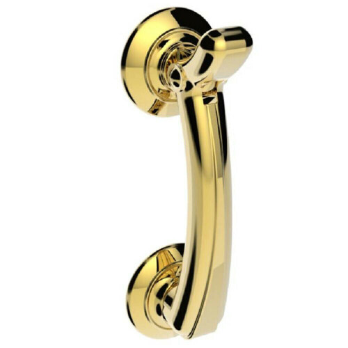 Loops Victorian Bow Door Knocker on Rose 95mm Fixing Centres Polished Brass 1