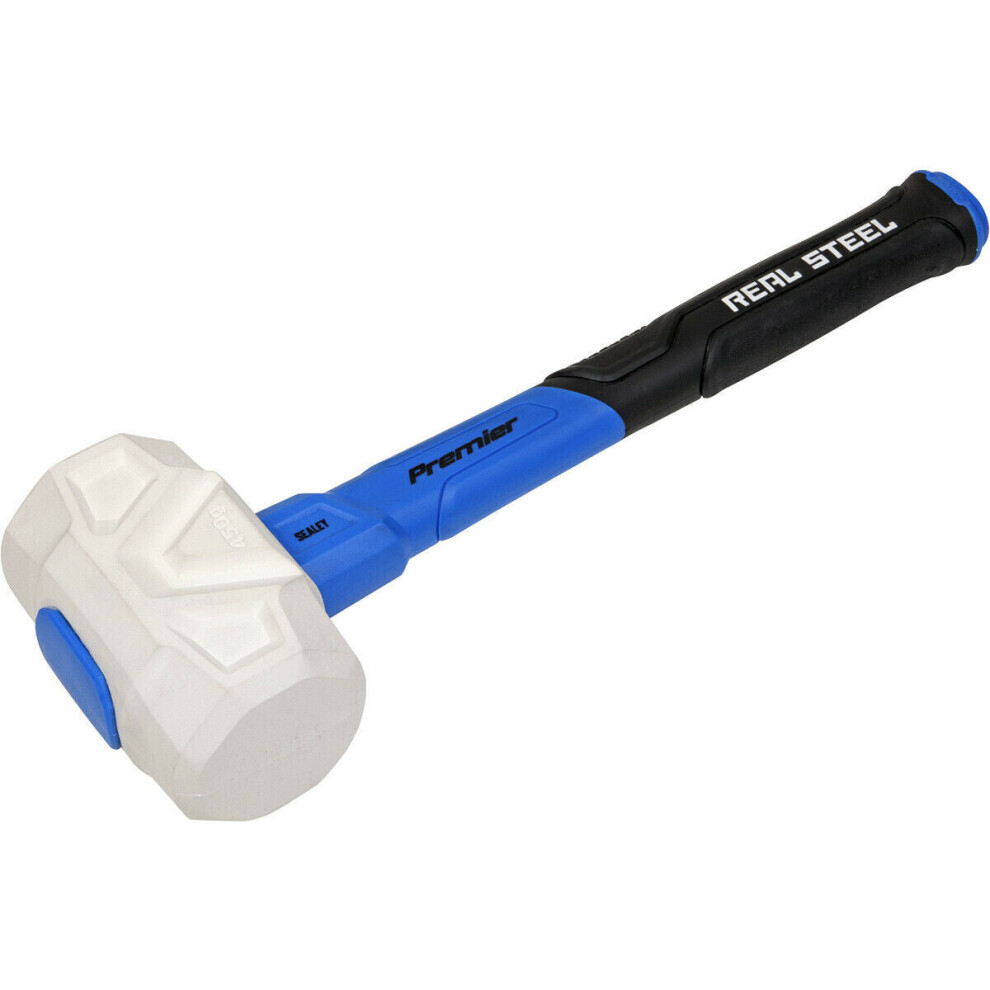 16oz Rubber Mallet with Fibreglass Shaft - Non-Marking Head - Textured Grip