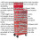 Loops Stacking 14 Drawer Topchest Mid Box & Rollcab Bundle - Heavy Duty - Red 2