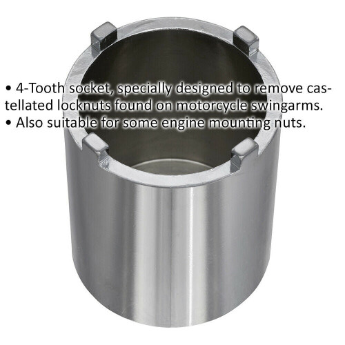Loops 48.5mm Motorcycle Swingarm Castellated Locknut Socket - 4 Pin / Tooth 1/2" Drive 1