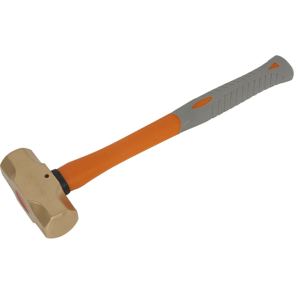 Loops 3Lb Sledge Hammer - Non-Sparking - Fibre Glass Shaft - Shock Absorbing Grip