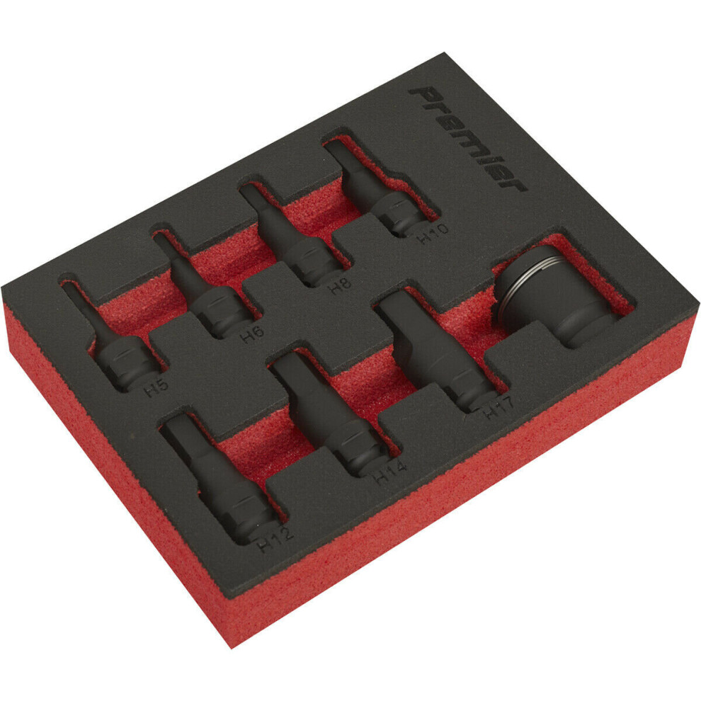 Loops 8 Piece Premium Hex Impact Socket Bit Set - 3/8" Sq Drive - Quick Change Adaptor