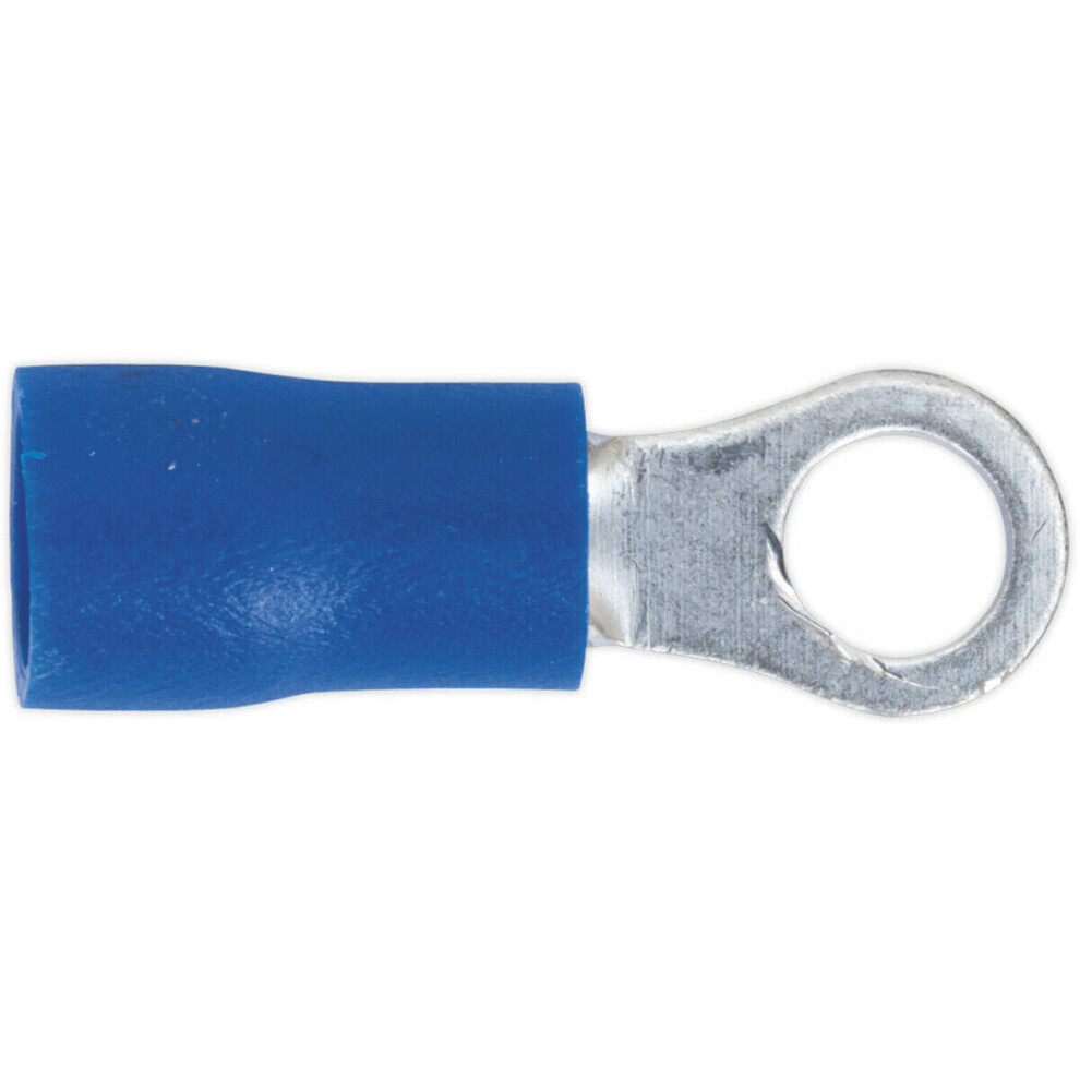Loops 100 Pack Easy-Entry Ring Terminal - 4.3Mm Diameter - 16 To 14 Awg Cable - Blue