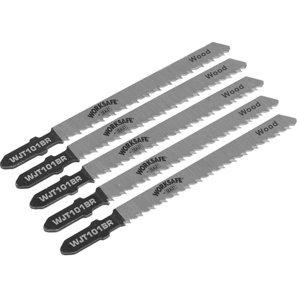 5 Pack 75Mm Chrome Vanadium Steel Jigsaw Blade - 10 Tpi - Reverse Teeth - Wood 5056581948526