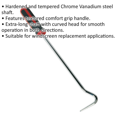 Loops Long Curved Rubber Hook Tool - Comfort Grip Handle - Windscreen Replacement 1
