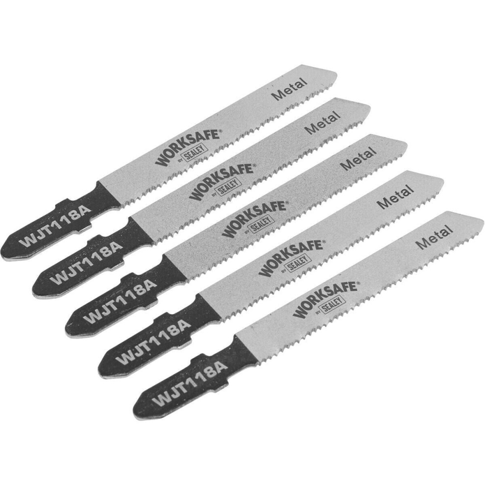 5 PACK 55mm HSS Metal Jigsaw Blade - 21 TPI - Wavy Set Teeth - Metal Saw Blade