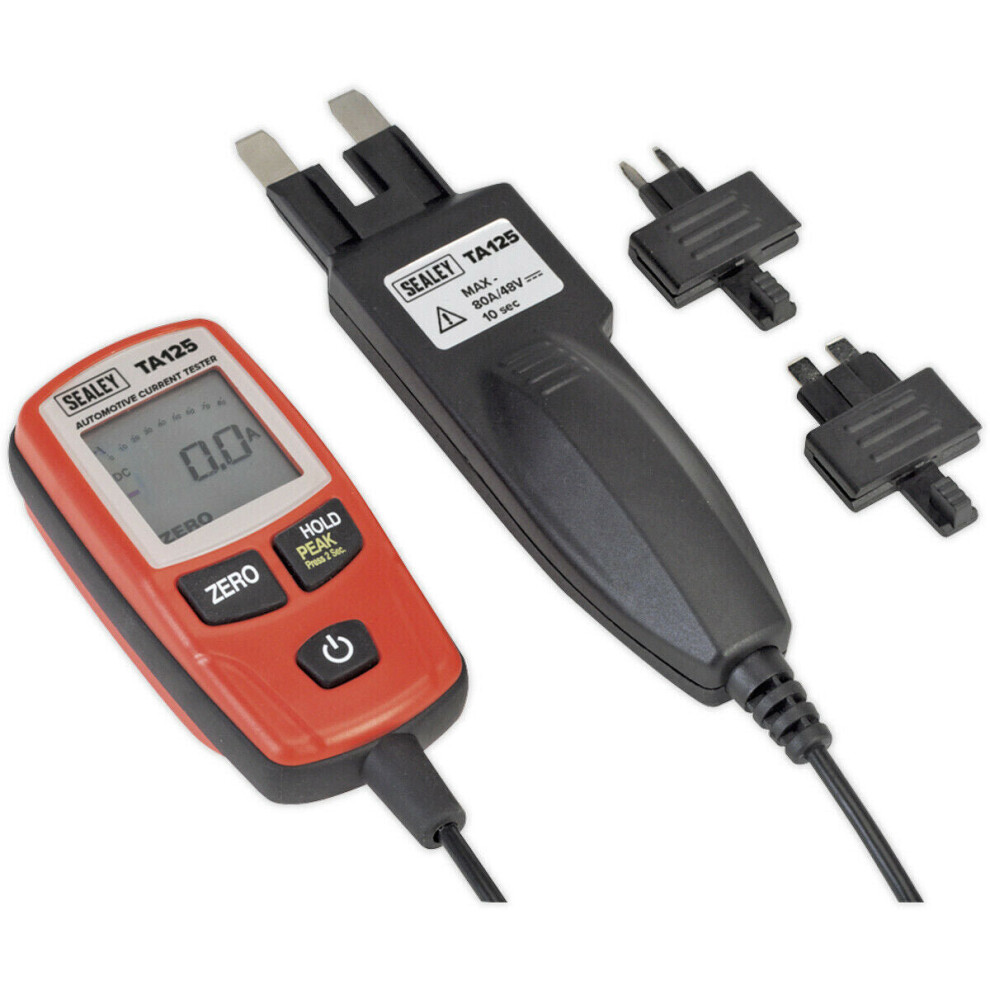 Loops 80A Automotive Current Tester - Mini Standard & Maxi Blade Fuses - Lcd Display