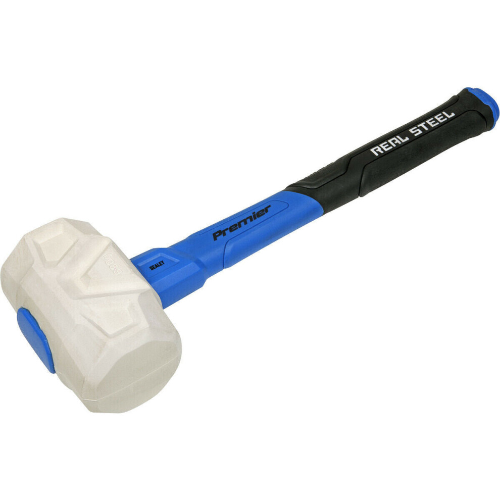 24oz Rubber Mallet with Fibreglass Shaft - Non-Marking Head - Textured Grip