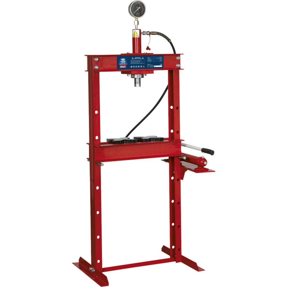 Loops 10 Tonne Hydraulic Press - Floor Type - Detachable Pump & Ram - Pressure Gauge