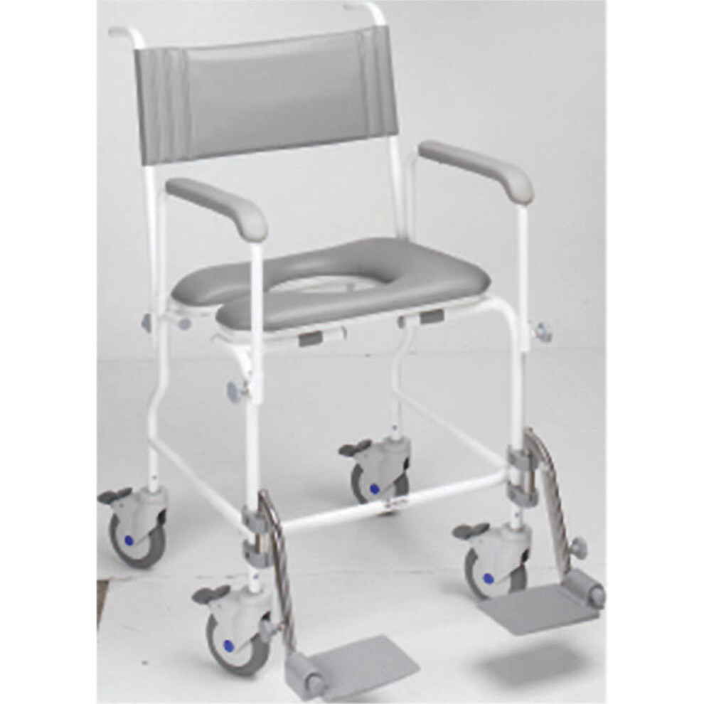 Aidapt Attendant Propelled Shower Commode Chair - 17 Inch Seat Width - 4 Braked Castors
