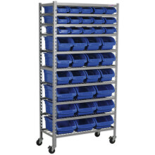 36 Tray / Bin Mobile Parts Picking Trolley - Garage & Warehouse Storage Unit