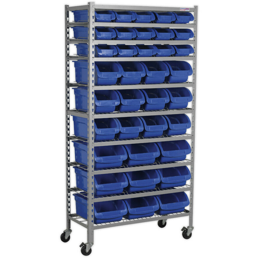 36 Tray / Bin Mobile Parts Picking Trolley - Garage & Warehouse Storage Unit 5056581936240