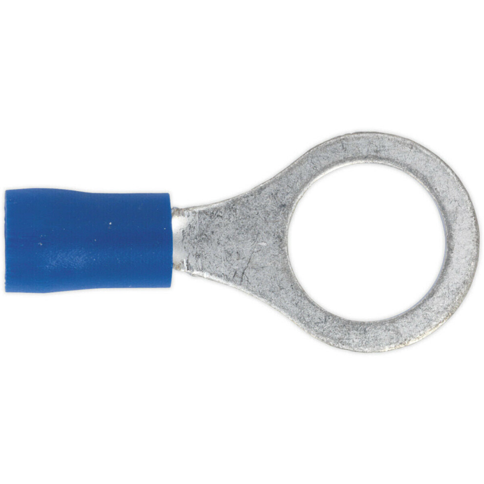 Loops 100 Pack Easy-Entry Ring Terminal - 10.5Mm Diameter - 16 To 14 Awg Cable - Blue