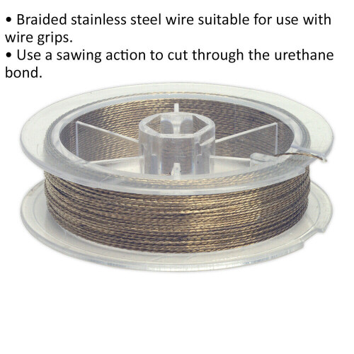 Loops Braided Stainless Steel Windscreen Cutting Wire - For Use with Wire Grips 1