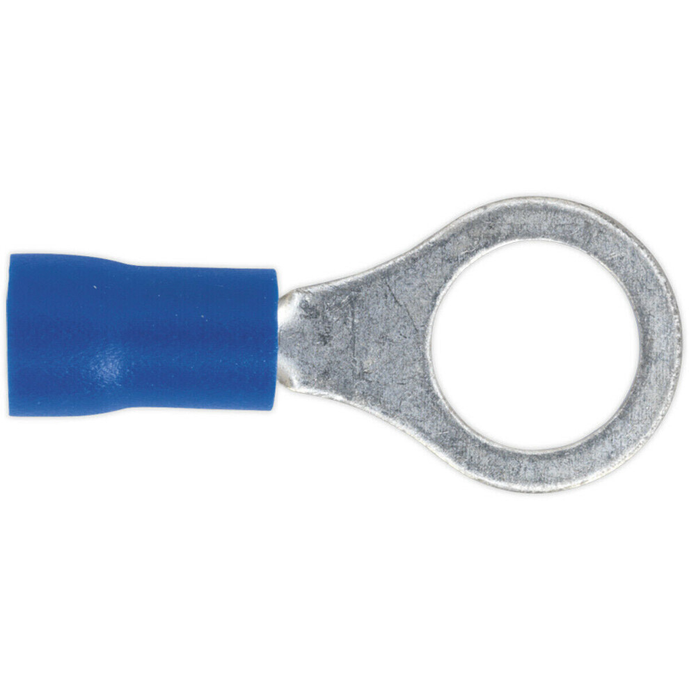 Loops 100 Pack Easy-Entry Ring Terminal - 8.4Mm Diameter - 16 To 14 Awg Cable - Blue