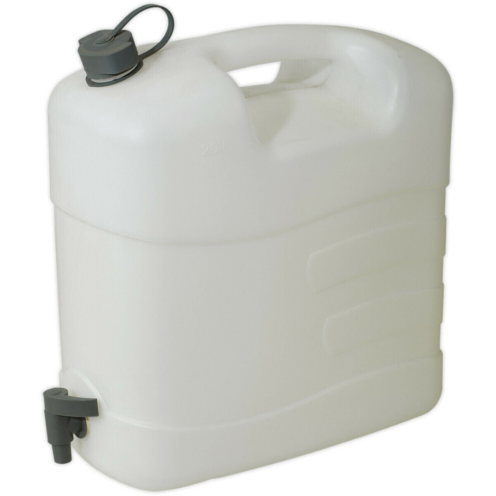 20L Polyethylene Fluid Container - Screw Cap & Tap - Food Grade Plastic