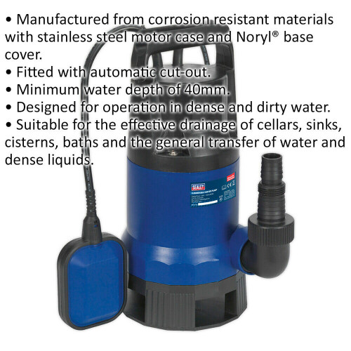 133L/min Automatic Submersible Dirty Water Pump | WPD133A | Sealey