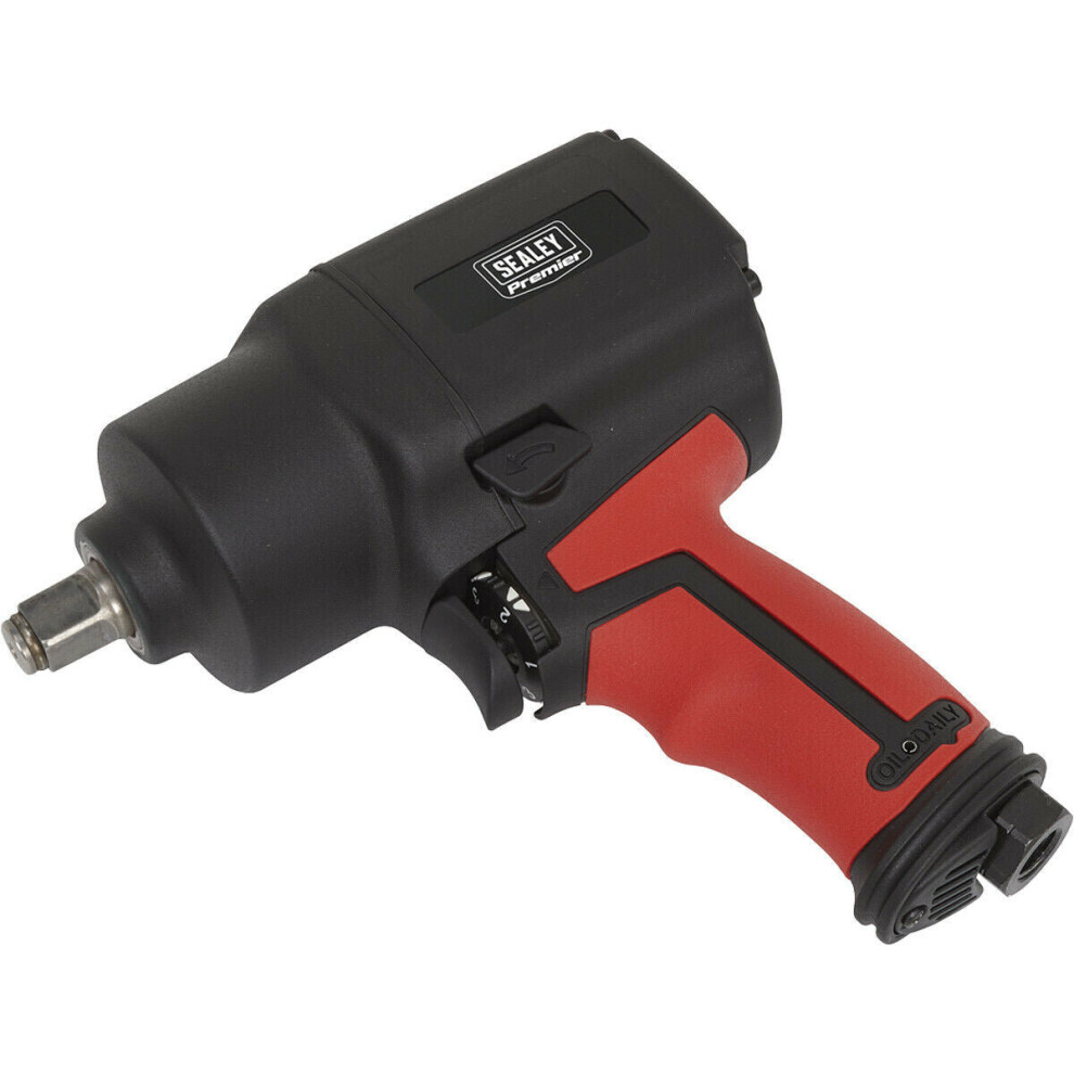 Loops 1/2 Inch Sq Drive Air Impact Wrench - Twin Hammer Design - 3-Speed Selector