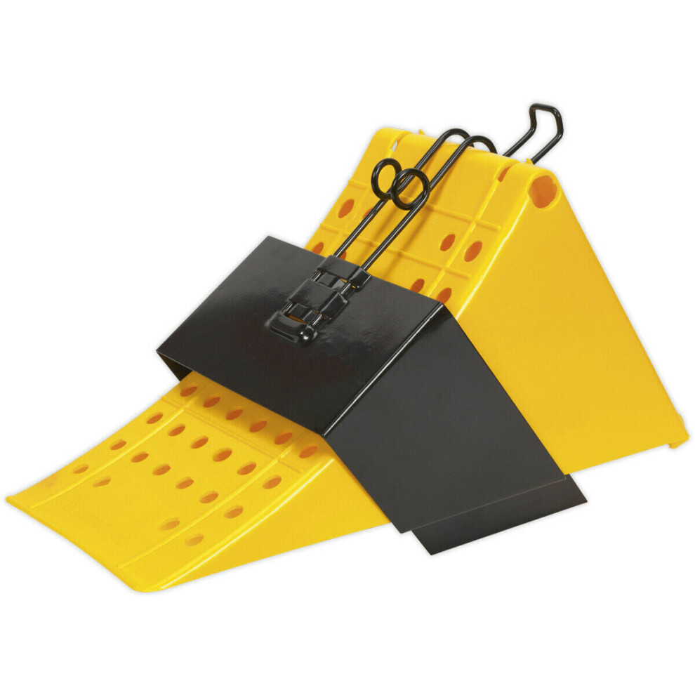 Plastic Wheel Chock With Steel Bracket - Anti-Slip - Safety Wheel Vehicle Wedge 5056524270646