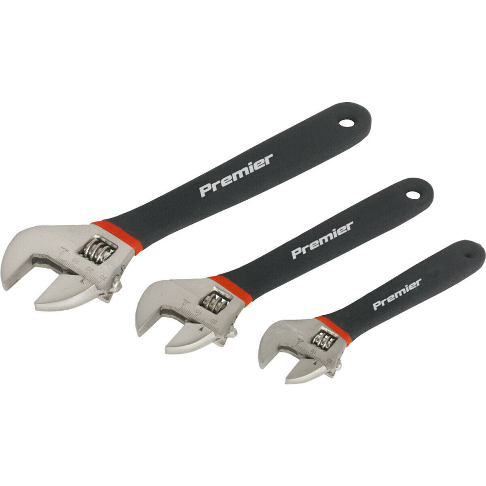 Loops 3 Piece Adjustable Wrench Set - 100Mm 200Mm & 250Mm - Machined Jaws - Metric
