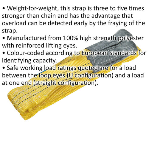 Loops 3 Metre Load Sling - 3 Tonne Capacity - High Strength Polyester - Lifting Strap 1