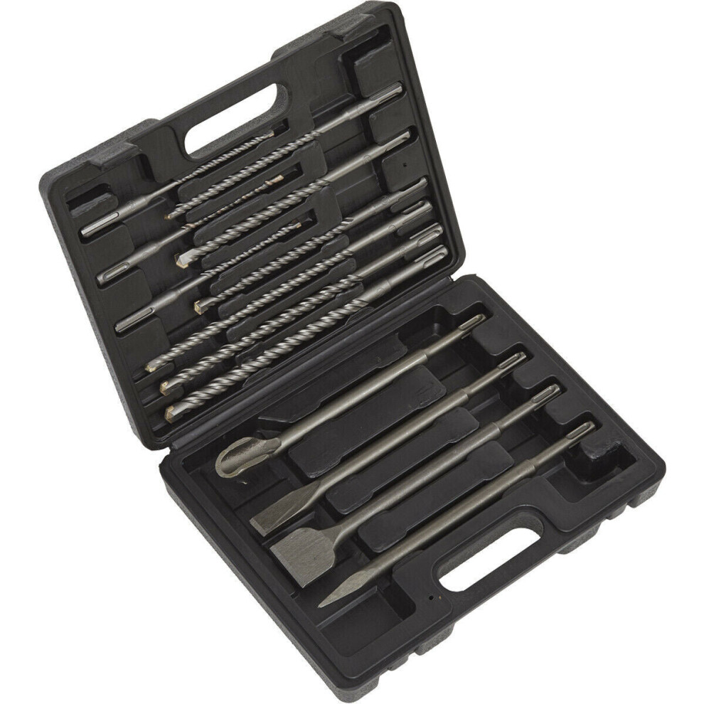 13 Piece SDS Plus Drill Bit & Chisel Set - Impact Breaker Steels - Storage Case