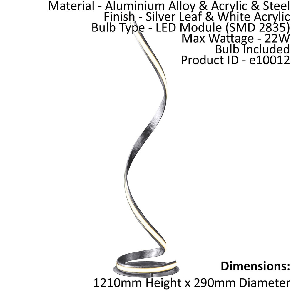 Loops Floor Lamp Leaf & Acrylic 22W Led Module Bulb Included Light/Silver/White