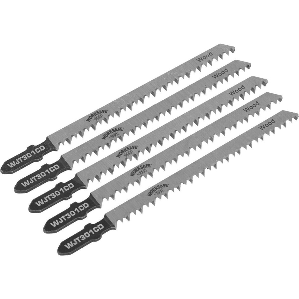 Loops 5 Pack 90Mm Chrome Vanadium Steel Jigsaw Blade - 8 Tpi - Diagonal Teeth - Wood