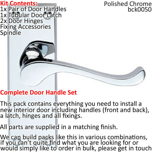 Loops Door Handle & Latch Pack Chrome Victorian Scroll Lever Backplate 120 x 41mm 1
