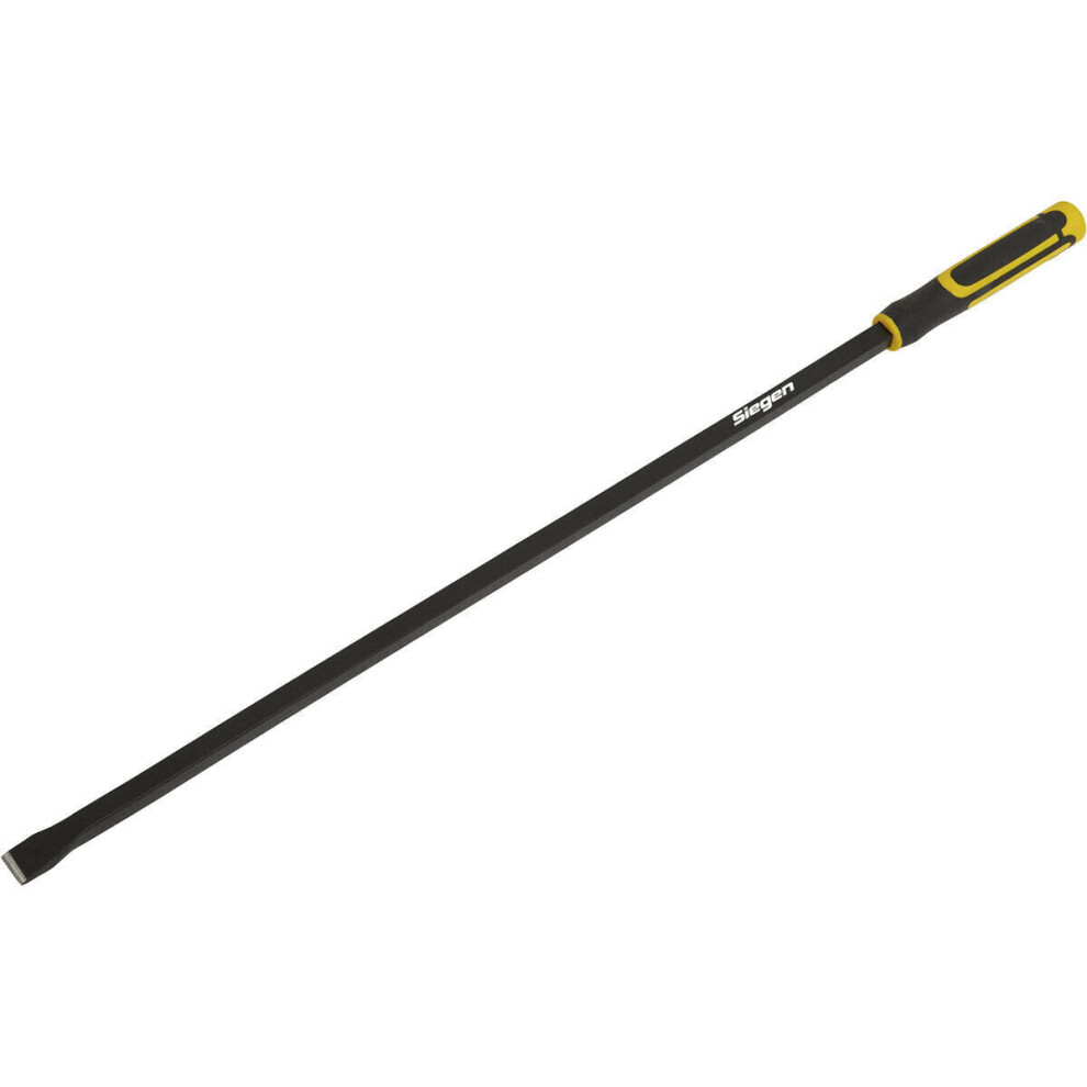 900mm Heavy Duty Straight Pry Bar with Hammer Caps - Hardened Steel - Soft Grip
