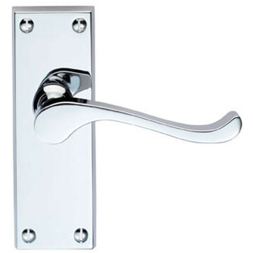 Loops Door Handle & Latch Pack Chrome Victorian Scroll Lever Backplate 120 x 41mm 2