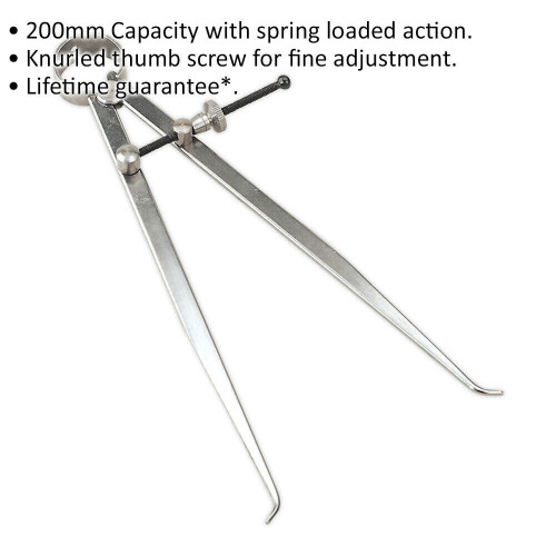 Loops 200mm Internal Spring Caliper - Adjusting Washer & Nut - Brushed Metal Finish 1