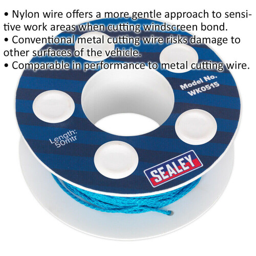 Loops 50m Nylon Windscreen Cutting Wire - For Use with Wire Grips - Bond Removal 1