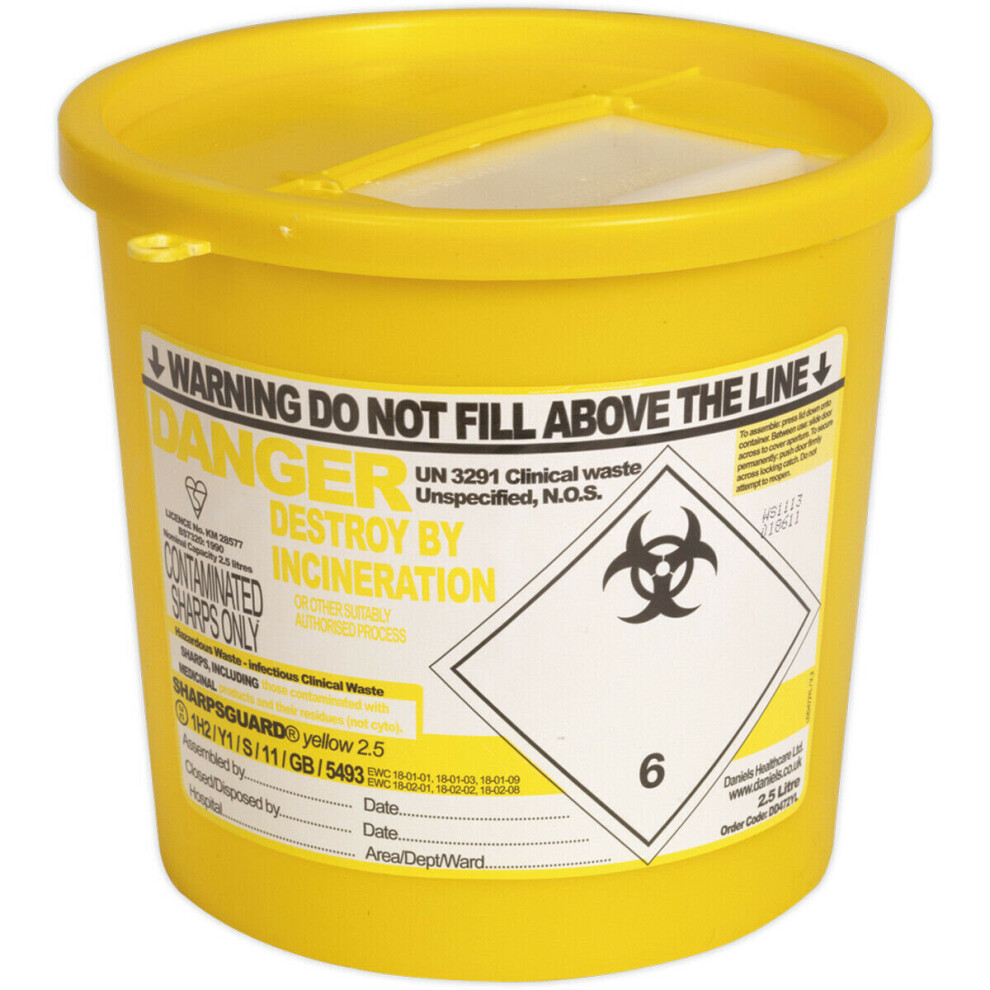 Loops 2.5L Sharps Bin - Clinical Waste Disposal Storage - Suitable For Medical Sharps