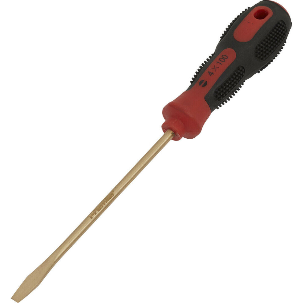 4 X 100Mm Slotted Screwdriver - Non-Sparking - Soft Grip Handle - Die Forged 5056524291757