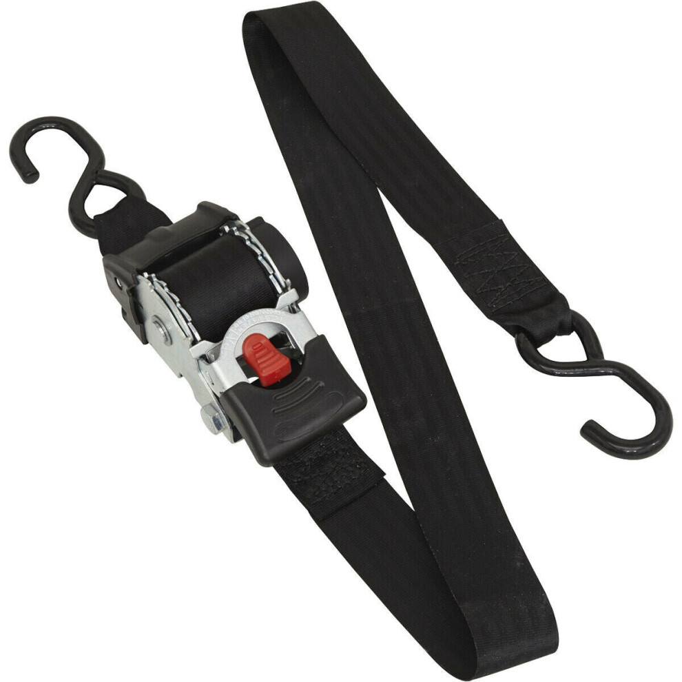 50mm x 3m Auto Retractable Ratchet Tie Down Hook Set - 1500KG Van Travel Storage