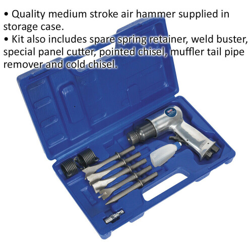 Loops Medium Stroke Air Hammer & Chisel Kit - 1/4" BSP - 32mm Stroke - Storage Case 1