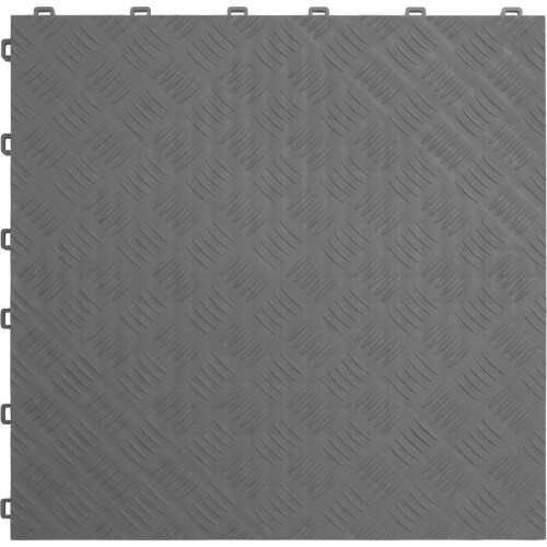 Loops 9 PACK Heavy Duty Floor Tile - PP Plastic - 400 x 400mm - Grey Treadplate 2