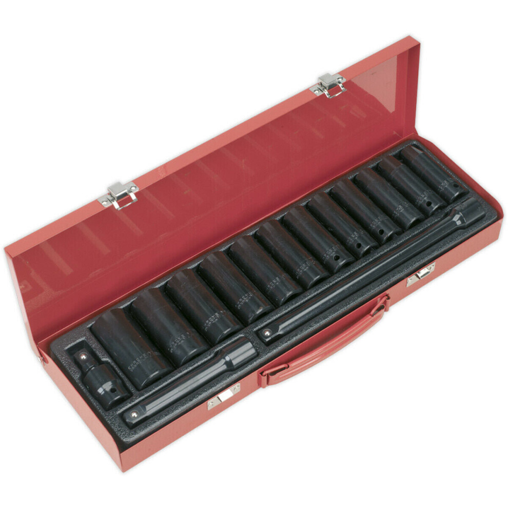 Loops 15 Piece Impact Socket Set - 1/2" Sq Drive - Deep Sockets - Corrosion Resistant