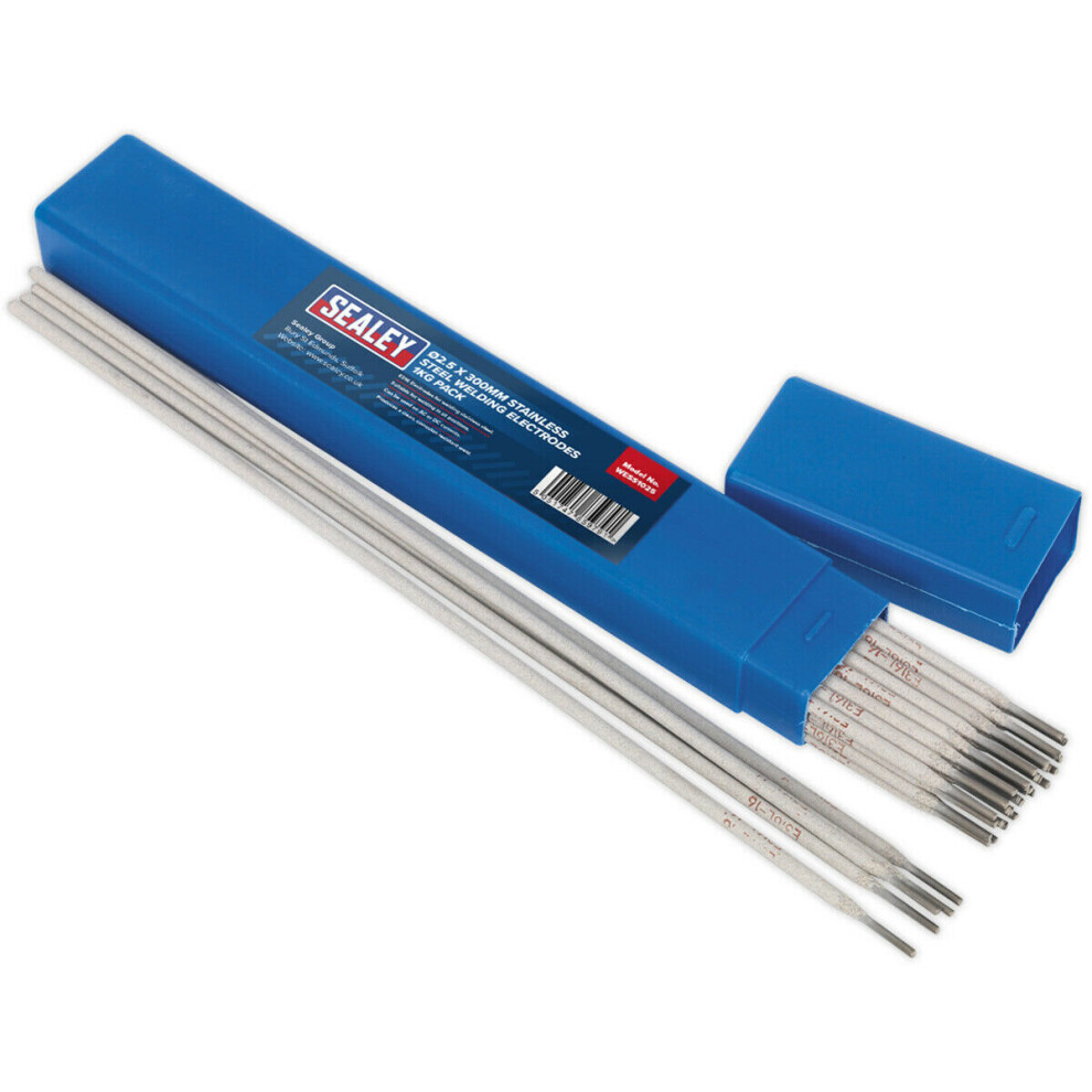 1Kg Pack - Stainless Steel Welding Electrodes - 2.5 X 300Mm - 70A Currents 5056581948113