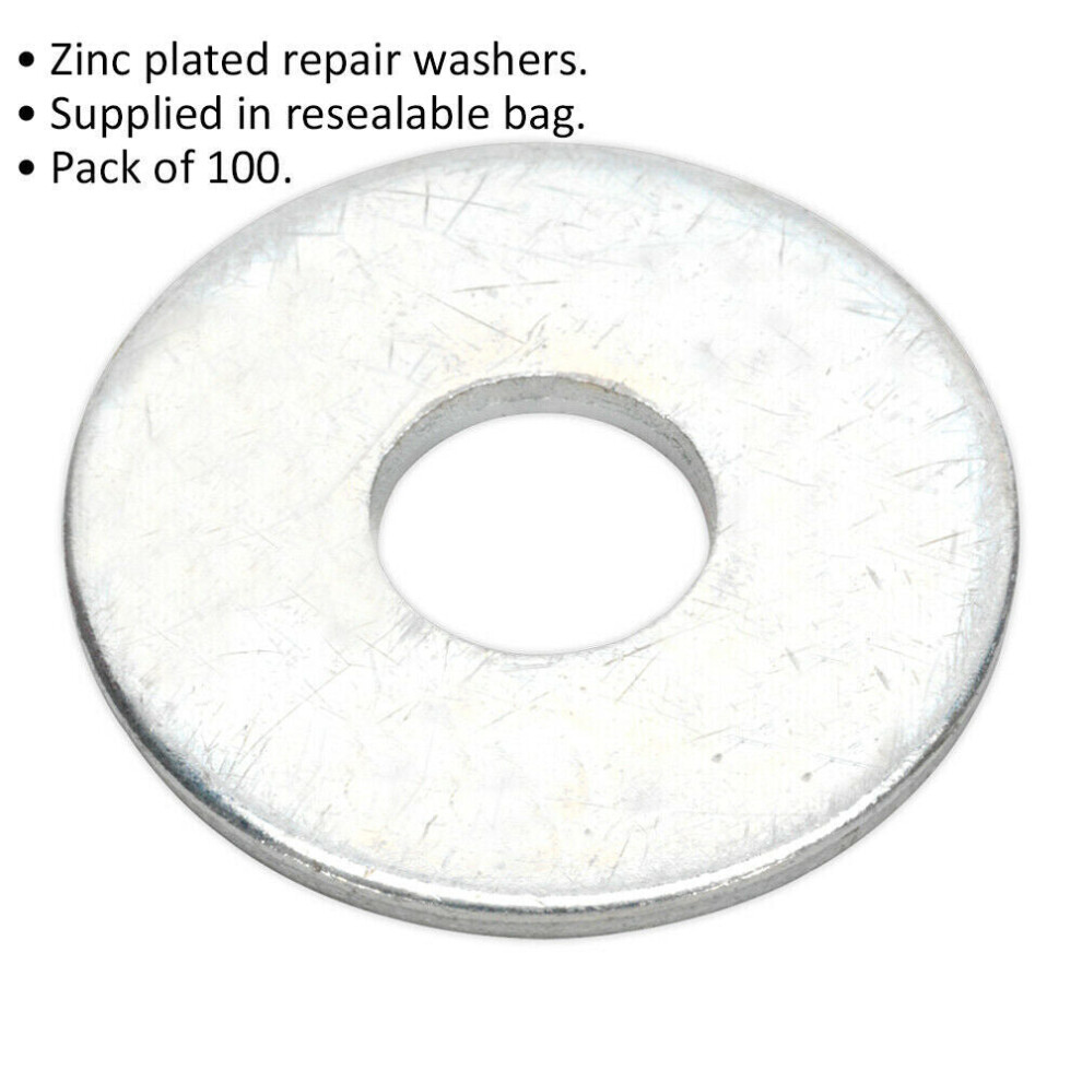 100 Pack - Zinc Plated Repair Washer - M8 X 25Mm - Metric - Metal Spacer 5056581901040