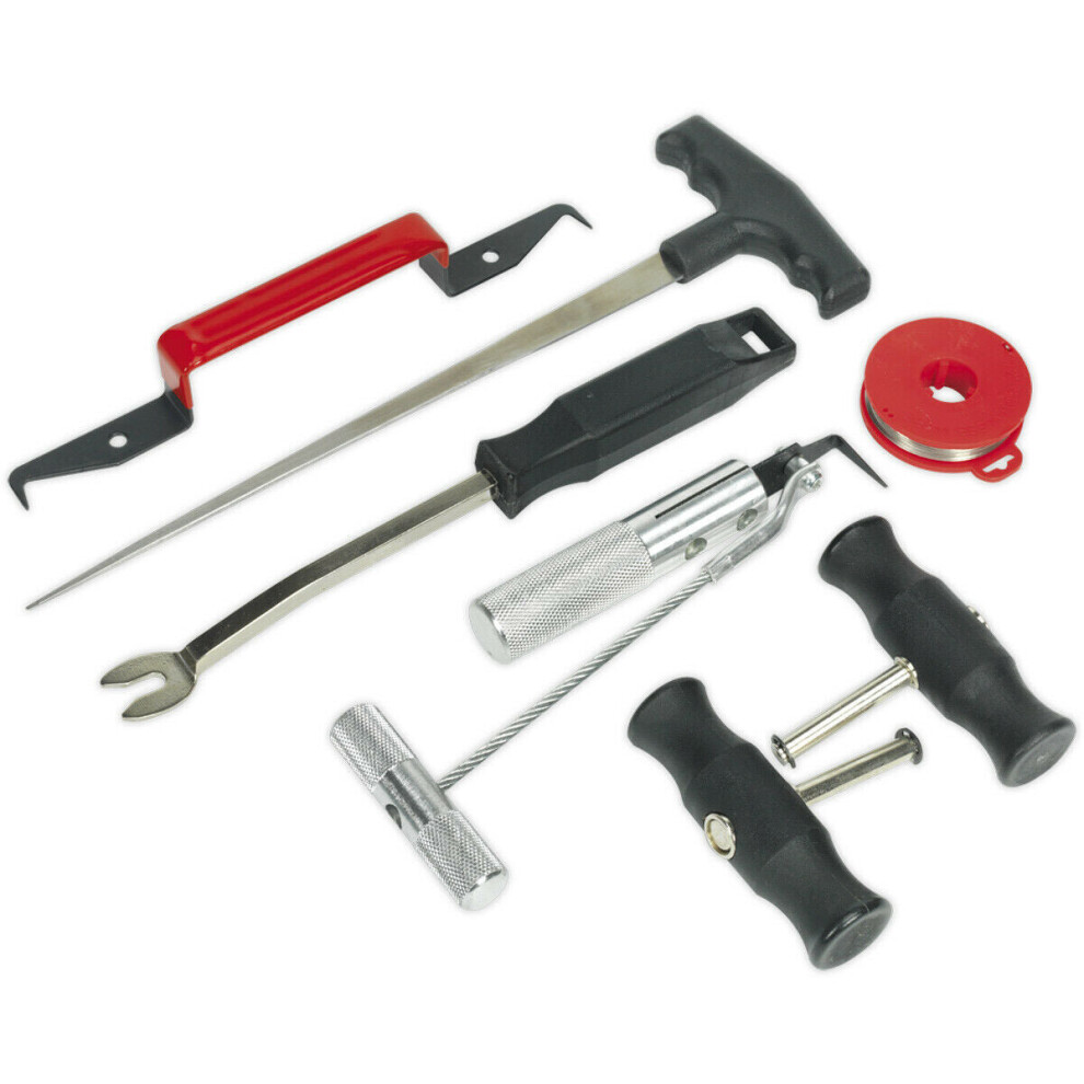 7 Piece Windscreen Removal Tool Kit - Bonded & Rubbered Screens - Chromed Steel