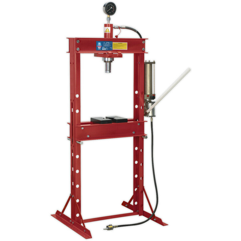 20 Tonne Floor Type Air Hydraulic Press - Sliding Ram Assembly - Pressure Gauge