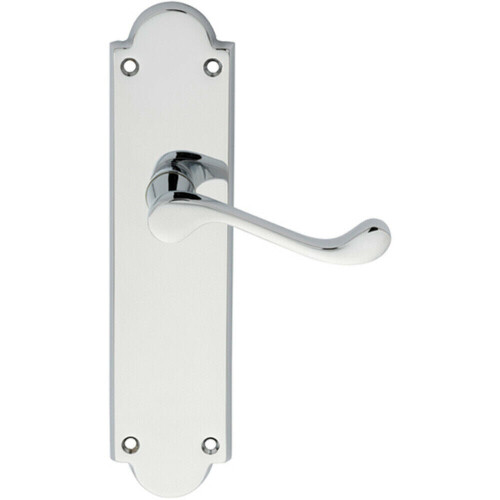 Loops Door Handle & Latch Pack Chrome Victorian Scroll Lever Backplate 205 x 49mm 2