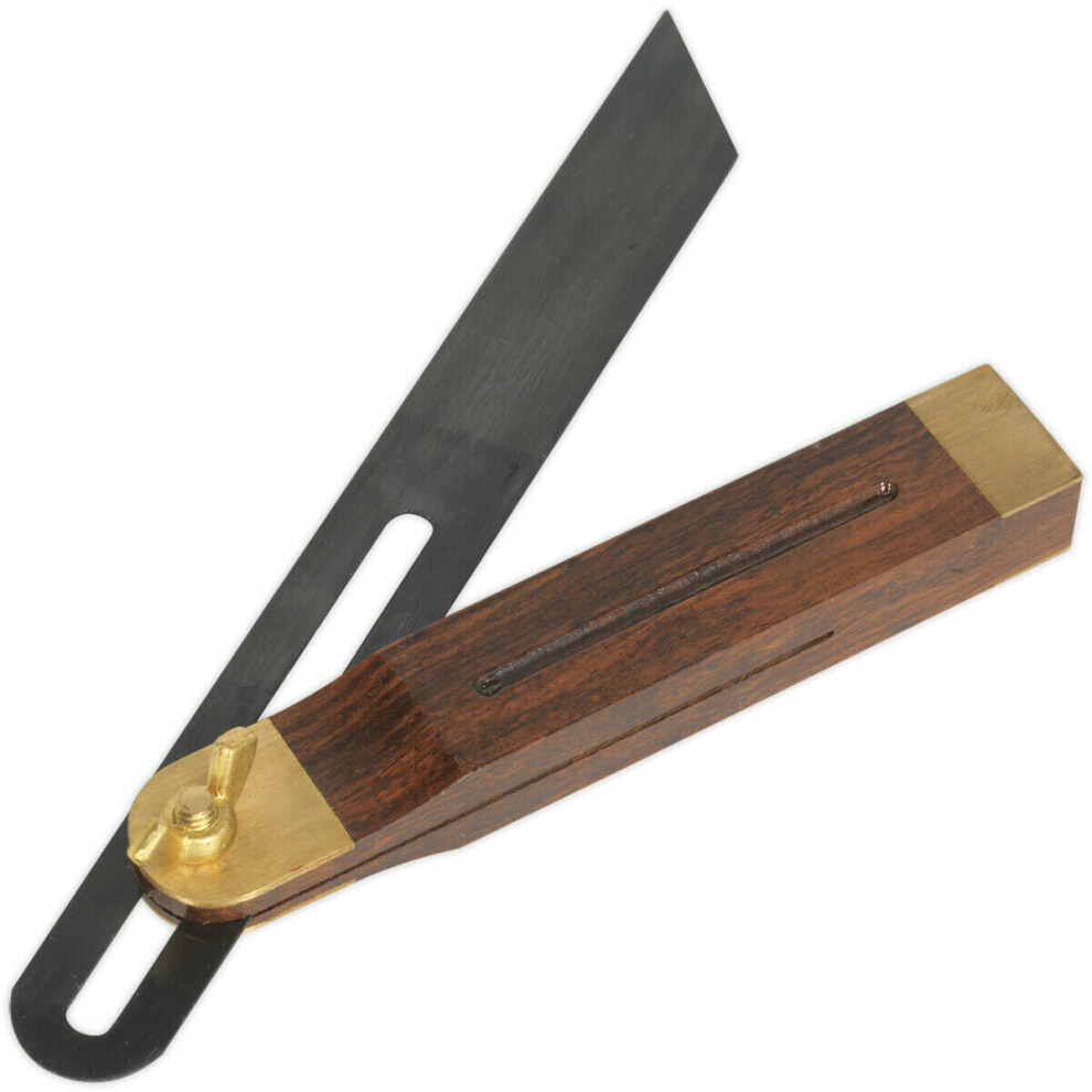 230mm Adjustable Hardwood Bevel - Blackened Steel - Brass End Caps & Wing Nut